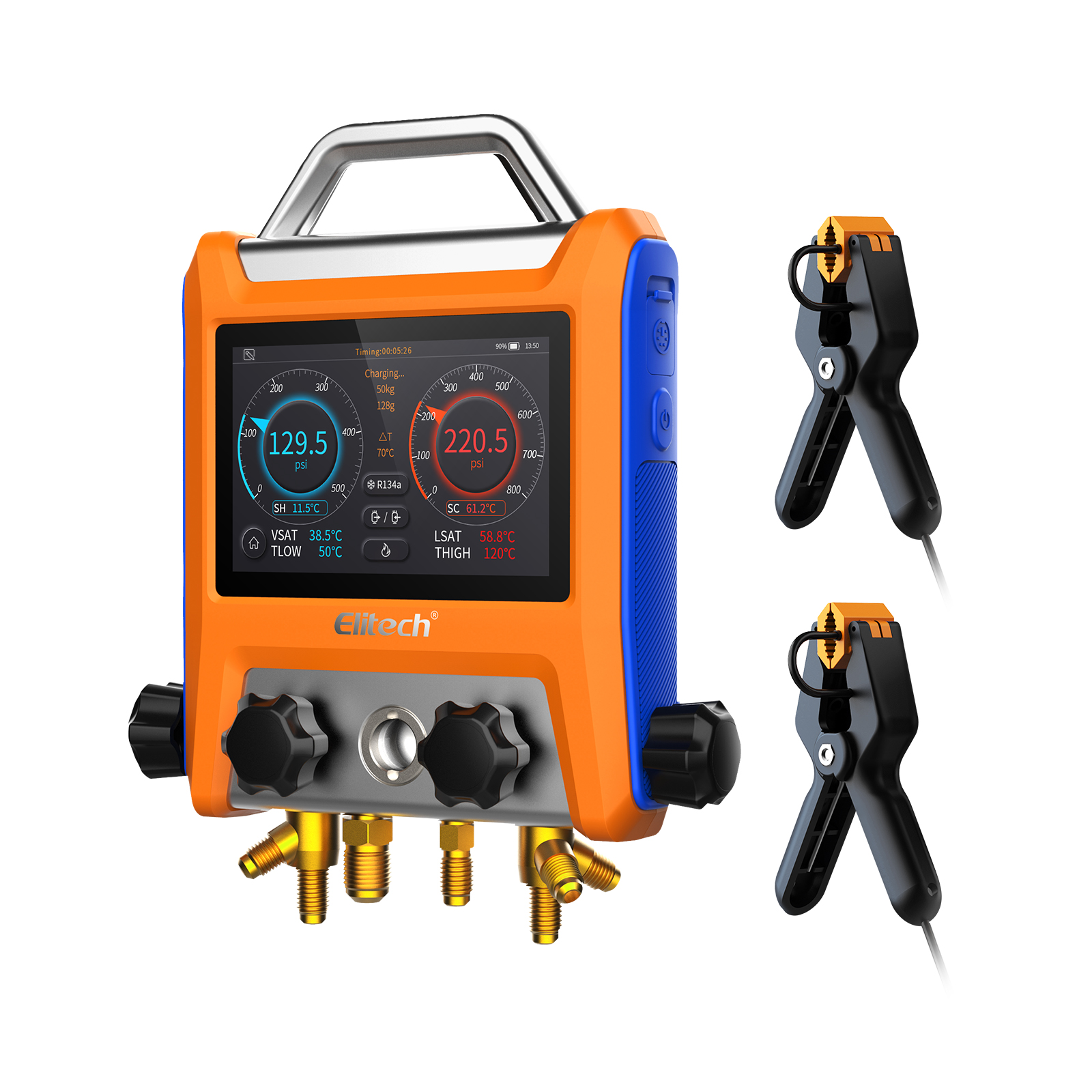 精創(chuàng)EMG-40V數(shù)字歧管儀4 閥門歧管壓力表帶真空傳感器溫度計夾