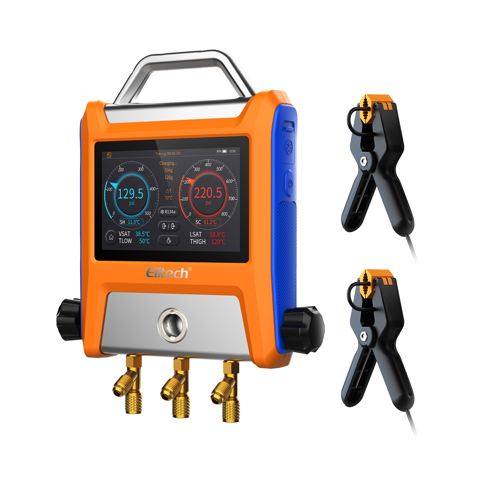 精創(chuàng)EMG-20V智能HVAC數(shù)字歧管儀三端口帶真空傳感器溫度計夾